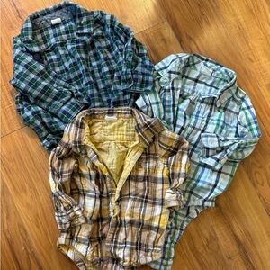 GAP Plaid Baby Onesies in Green and Blue